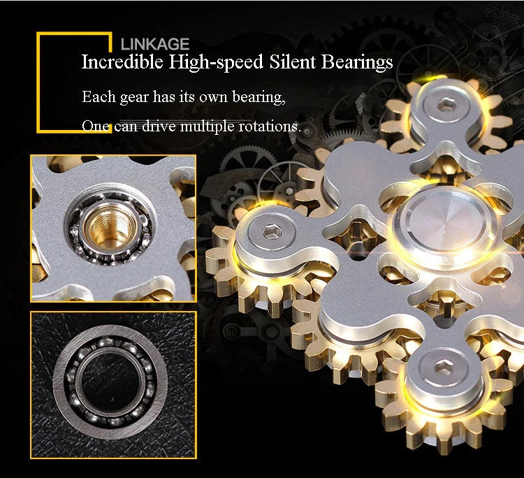 Four_Nine Gears Linkage fingertip | Metal Gyro Gear Chain Spinner | EDC Hand Gear Spinner Fidget for Gift, Fun, Stress Relief & Collection