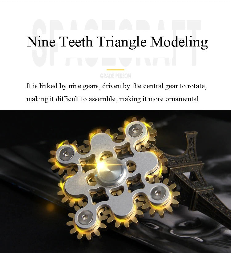 Four_Nine Gears Linkage fingertip | Metal Gyro Gear Chain Spinner | EDC Hand Gear Spinner Fidget for Gift, Fun, Stress Relief & Collection