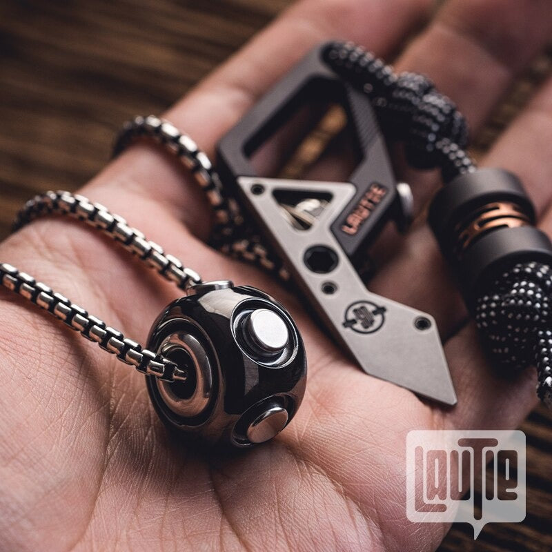New Lautie Mini NOIZ SPORE Necklace Wearing Hand Spinner | Lautie Noiz EDC Hand Fidget | Lautie Noiz Metal Hand Spinner for Collection