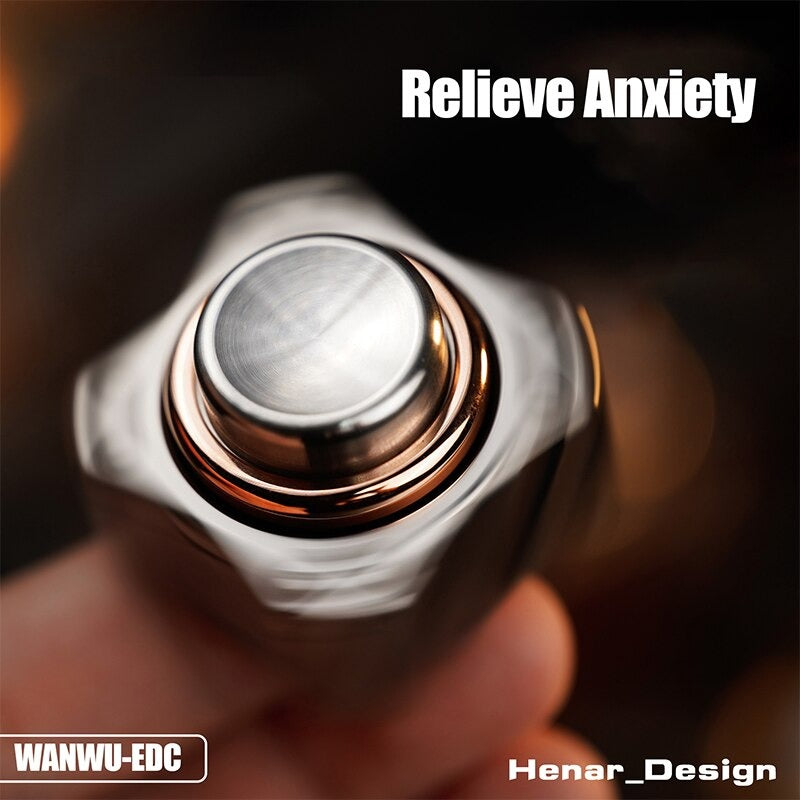 WANWU Stainless Steel Danger Push Button Hand Spinner | EDC DANGER Push Clicker Button Hand Fidget | Metal Push Button Hand Spinner for Gift