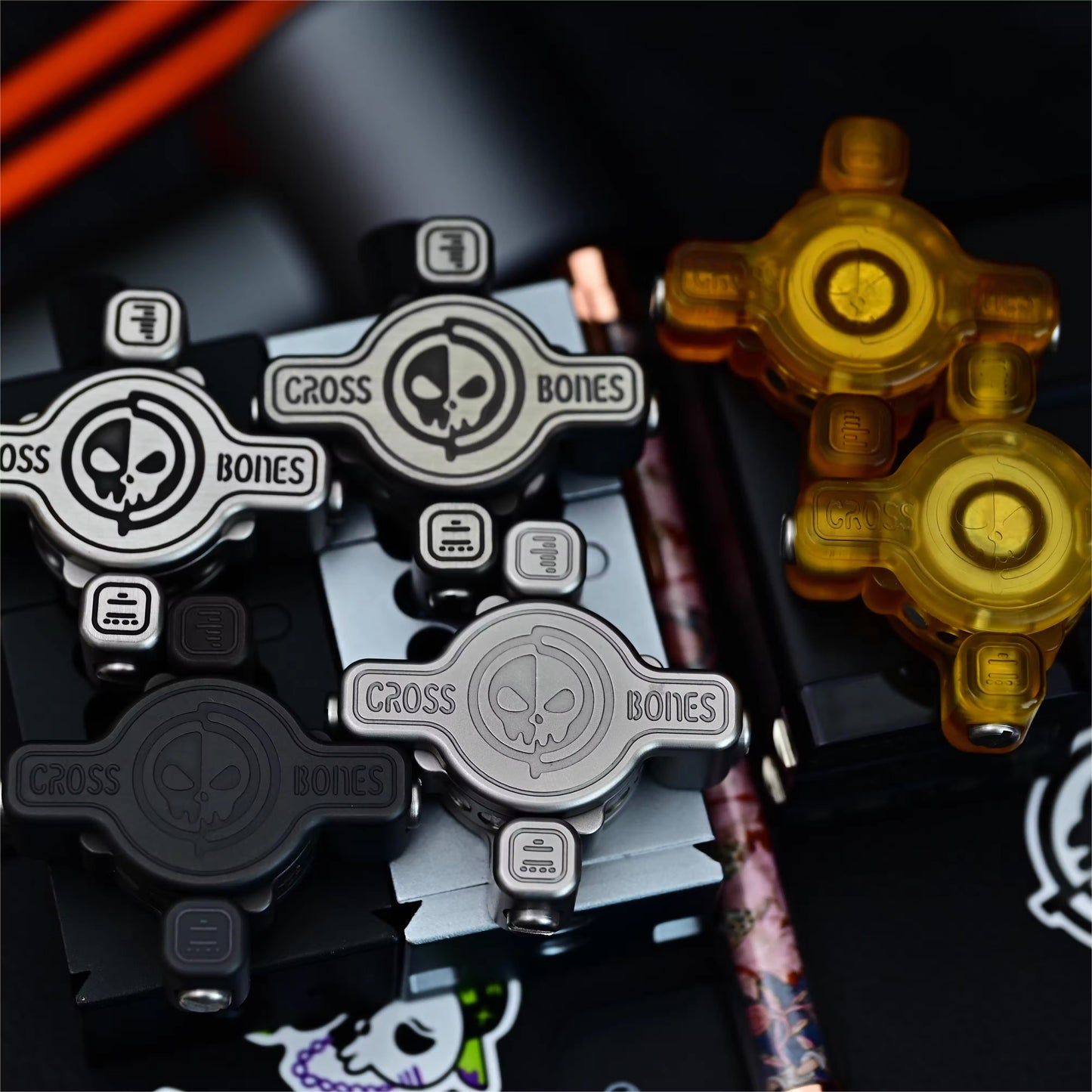 New Osseous Point Cross Bones Hand Haptic Fidget Slider | Cross Bones Fidget Toys Hand Push Slider | Cross Bones EDC Push Slider for Gift & Collection.