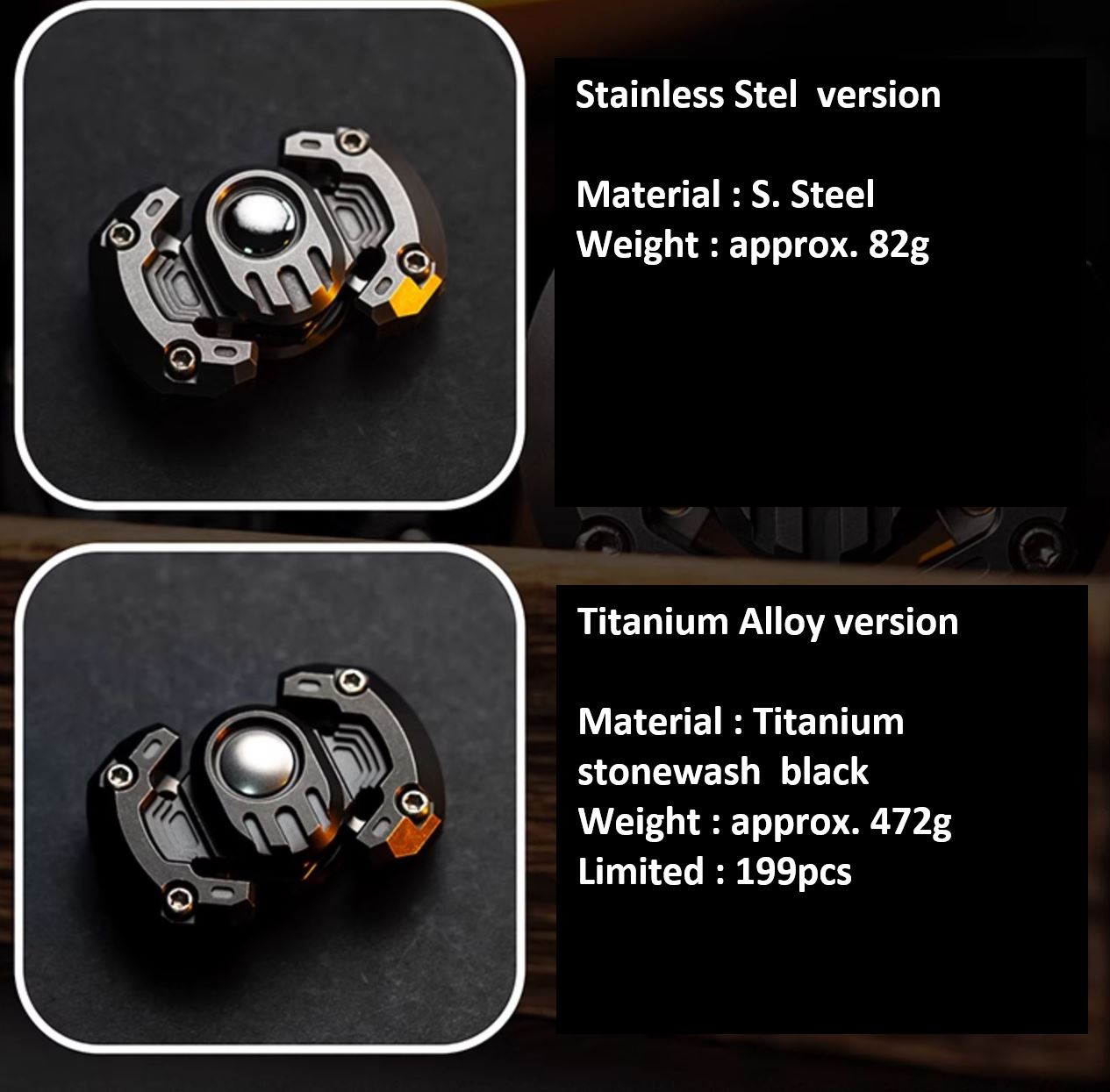 2024 WANWU Stainless Steel Mini Robot Strike Hand Gyro Fidget Spinner | WANWU Strike Mini Robot EDC Hand Spinner | Mini Robot Strike PPB Steel Hand Fidget for Gift & Collection