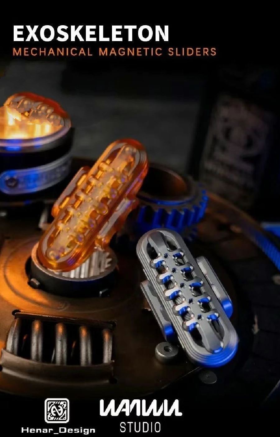 New WANWU EXOSKELETON Zirconium Mechanical Magnetic Hand Haptic Push Slider | New Zirconium EXOSKELETON EDC PEI Hand Push Slider | WANWU EXOSKELETON PPB Fidget Toys for Collection & Gift