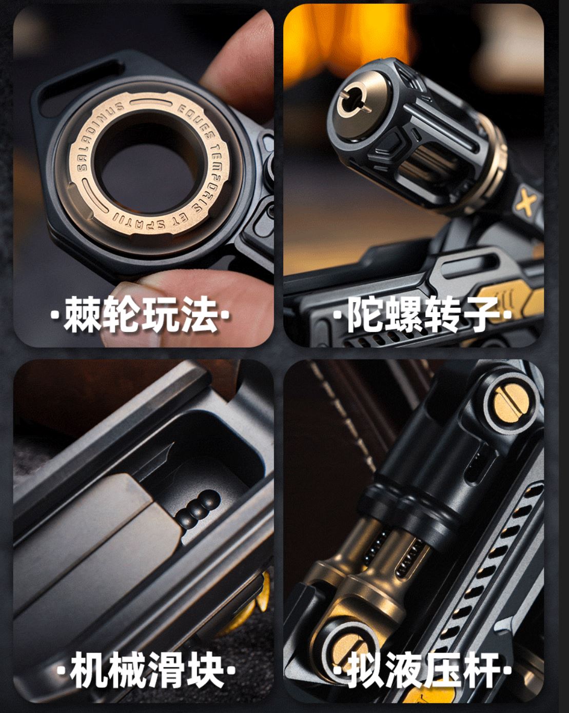 01 EDC Time Knight 3.0 Hand Ratchet Push Slider | New 01 EDC "Time Knight 3.0" EDC Hand Gyro Spinner Slider Fidget Toys for Collection & Gift.