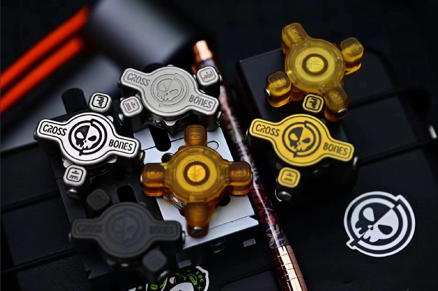 New Osseous Point Cross Bones Hand Haptic Fidget Slider | Cross Bones Fidget Toys Hand Push Slider | Cross Bones EDC Push Slider for Gift & Collection.