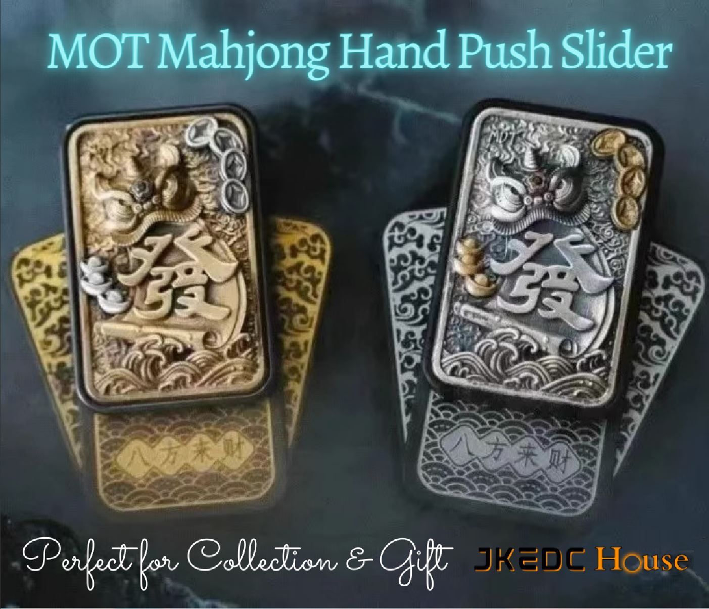 New MOT Mahjong Stainless Steel Hand Push Pull Slider | Mahjong EDC Zirconium Hand Push Slider | MOT Mahjong Hand Slider for collection & Gift