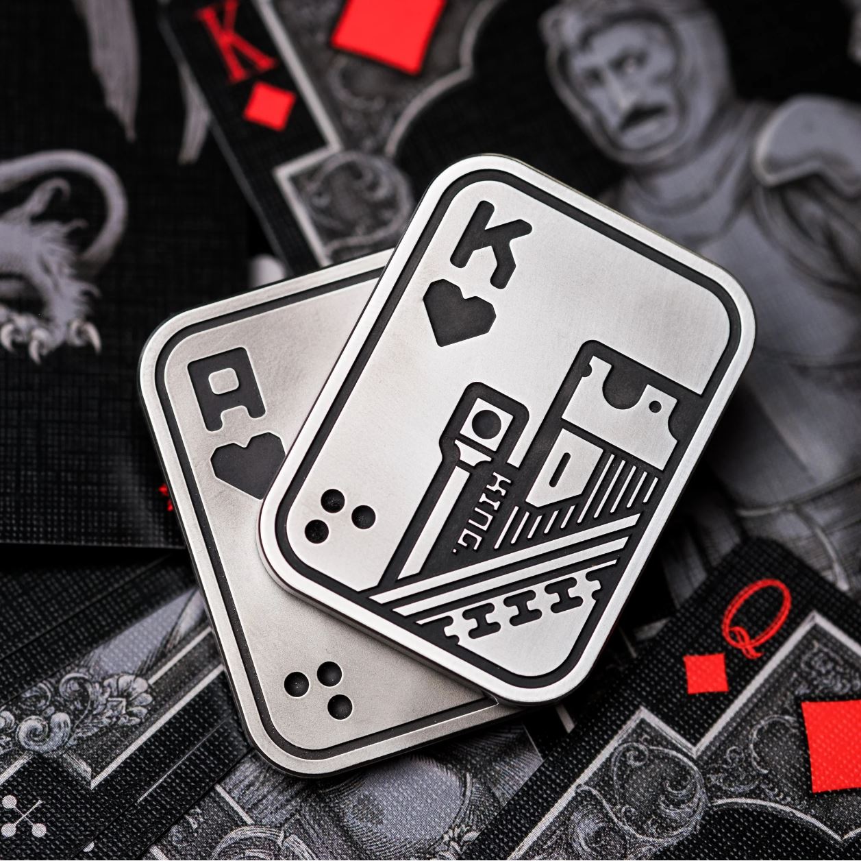 Lautie x Urban Stainless Steel Zirconium AK Lucky Poker Card Magnetic Push Slider | Lautie Urban EDC Poker Card AK for Collection & Gift