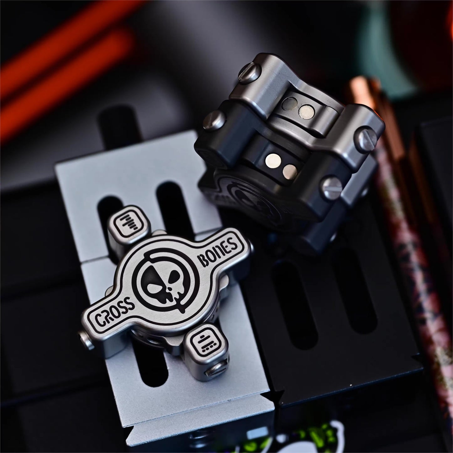 New Osseous Point Cross Bones Hand Haptic Fidget Slider | Cross Bones Fidget Toys Hand Push Slider | Cross Bones EDC Push Slider for Gift & Collection.