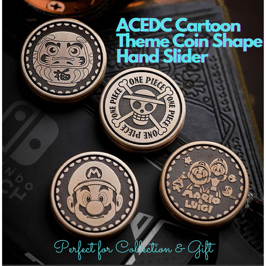 Mini ACEDC Stainless Steel Cartoon Theme Coin Shape Push Slider | Metal Theme Coin Push Slider | Mini EDC Cartoon Coin Slider for Collection