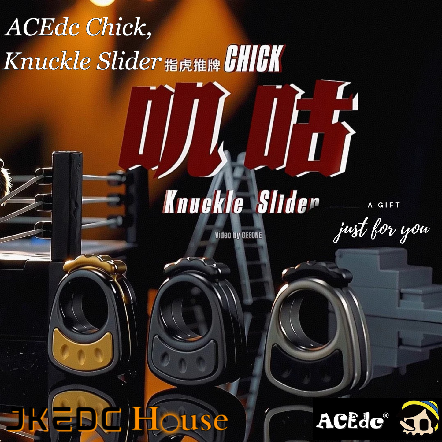 ACEdc Chick, Knuckle Slider Titanium Zirconium Fidget Toy for Collection & Gift