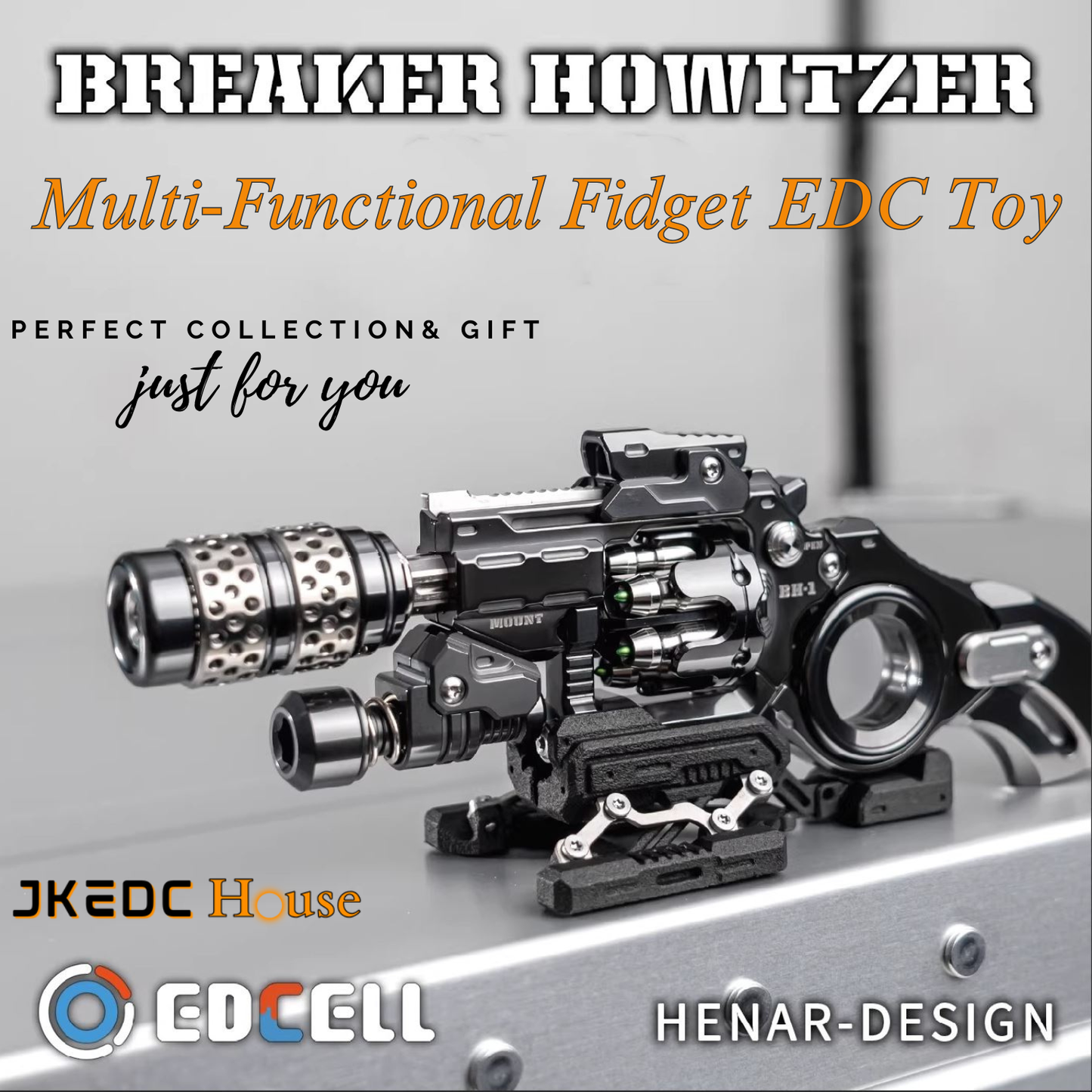 EDCELL Zirconium "Breaker Howitzer Project ver.2" Hand Push Slider EDC PPB Fidget Toys for Collection & Gift