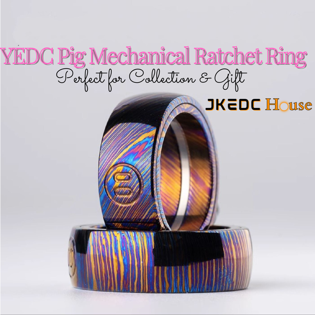 YEDC Pig Mechanical Titanium Damacus Ratchet Finger Ring | YEDC Mechan ...