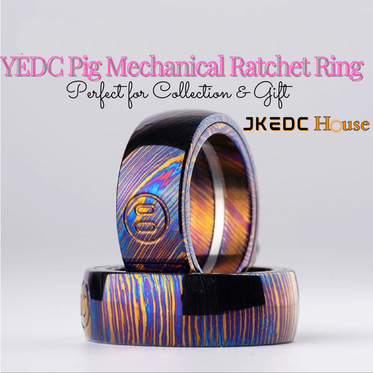 YEDC Pig Mechanical Titanium Damacus Ratchet Finger Ring | YEDC Mechanical Ratchet EDC Ring |YEDC Mechanic PPB Ring for Gift and Collection