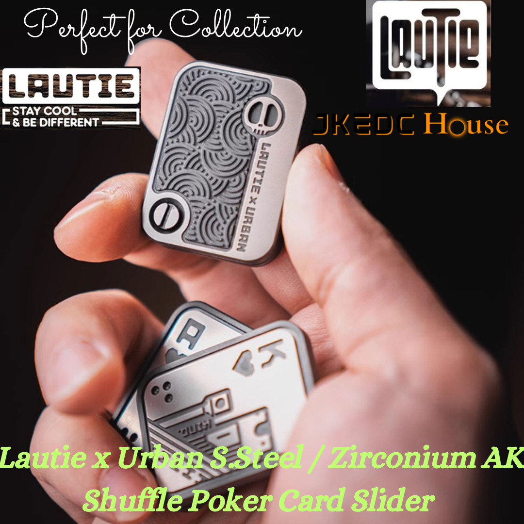 Lautie x Urban Stainless Steel Zirconium AK Lucky Poker Card Magnetic Push Slider | Lautie Urban EDC Poker Card AK for Collection & Gift