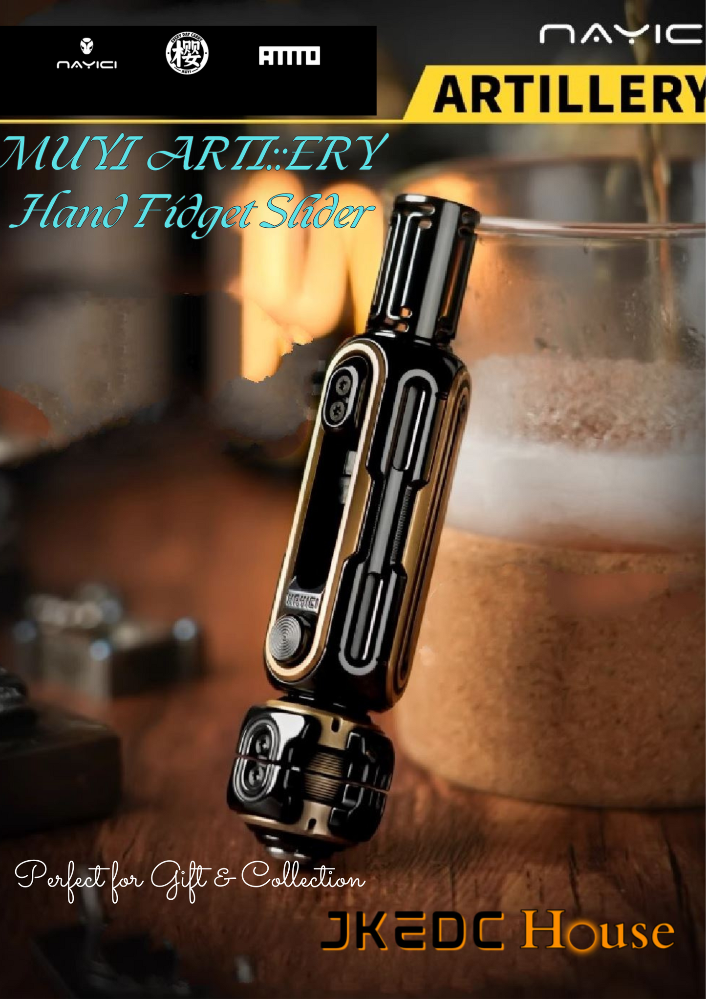 New MUYI NAYICI ARTILLERY Mechanical Ratchet Push Hand Slider | MUYI ARTILLERY Hand Push Slider | MUYI Ratchet Hand Push Fidget Toys for Collection &amp; Gift