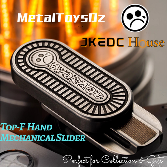 MetalToys Dz Top-F Stainless Steel Mechanical Hand Push Slider | MetalToys Dz Top-F Brass EDC Hand Slider | Top-F Metal Fidget for Gift & Collection