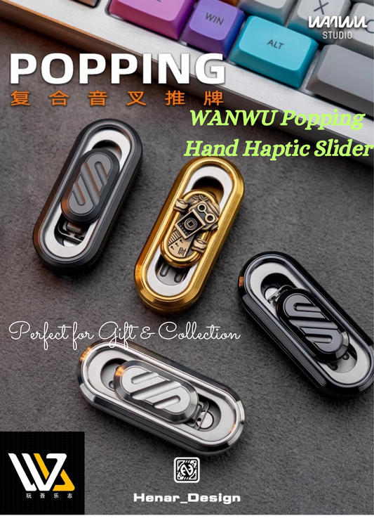 New WANWU Popping Stainless Steel Hand Fidget Haptic Push Slider | New WANWU Popping EDC Zirconium Hand Push Slider | WANWU Popping PPB Fidget Toys for Collection &amp; Gift