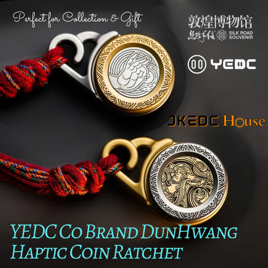 YEDC Co Brand "DunHwang" Pan Yun Ratchet Coin Hand Haptic Push Slider | YEDC "Pan Yun" Metal Coin Hand Fidget | YEDC EDC Ratchet Coin Shape Slider for Collection & Gift