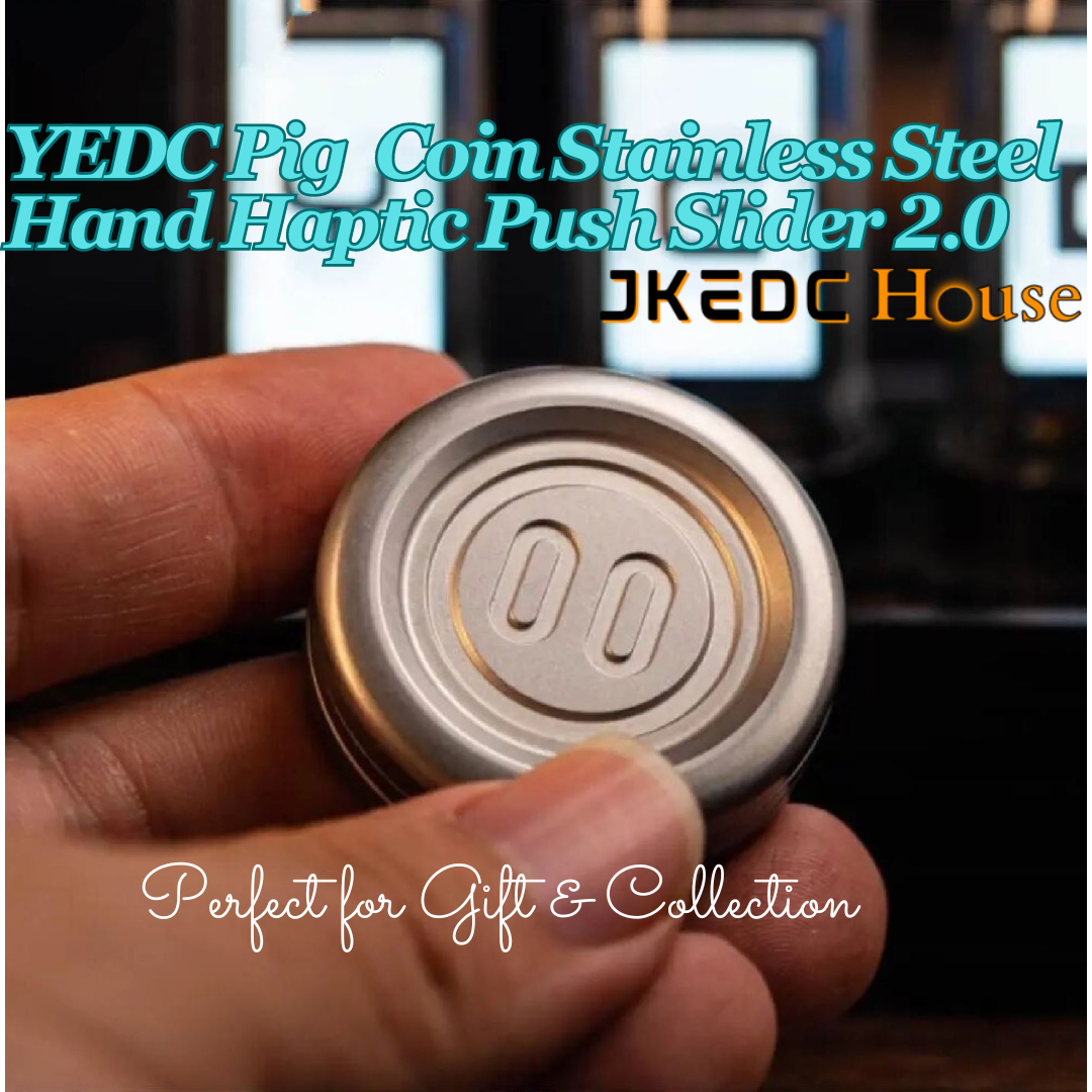 YEDC Pig 2.0 Stainless Steel Coin Hand Push Slider | YEDC Pig 2.0 Metal Coin Hand Fidget | YEDC Coin Shape Slider for Collection & Gift