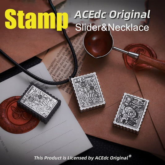 ACEDC Stamp Stainless Steel Haptic Hand Slider Necklace | ACEDC Edc Hand Push Slider | ACEDC Metal Stamp Hand Slider for Collection