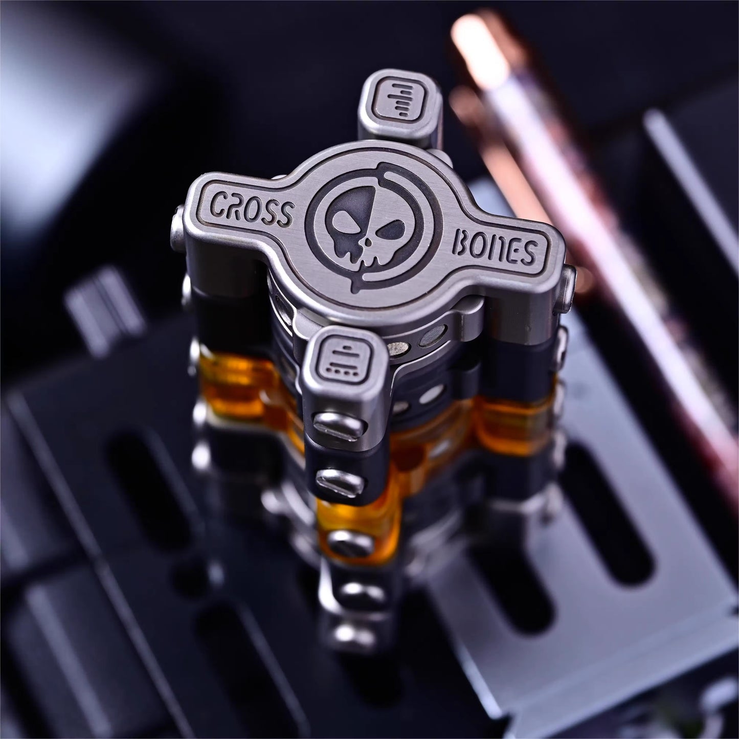 New Osseous Point Cross Bones Hand Haptic Fidget Slider | Cross Bones Fidget Toys Hand Push Slider | Cross Bones EDC Push Slider for Gift & Collection.