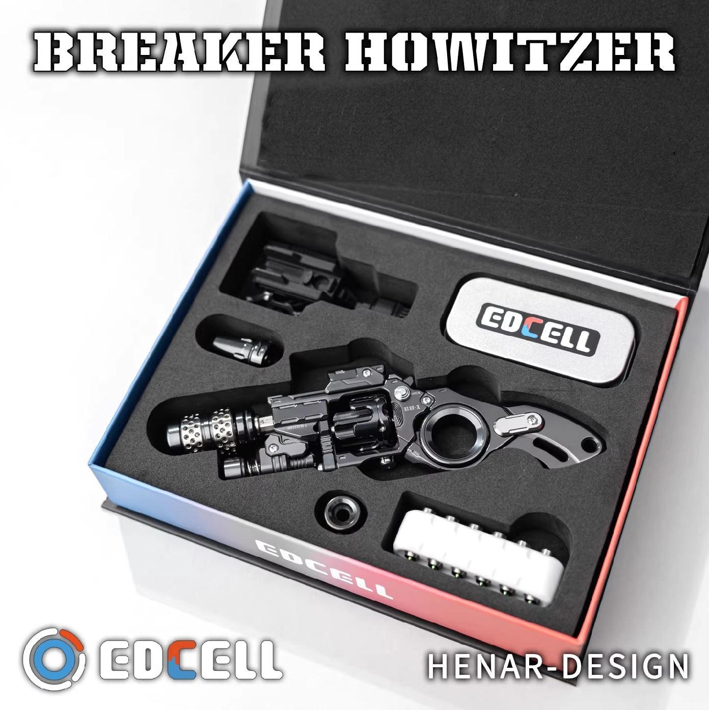 EDCELL Zirconium "Breaker Howitzer Project ver.2" Hand Push Slider EDC PPB Fidget Toys for Collection & Gift