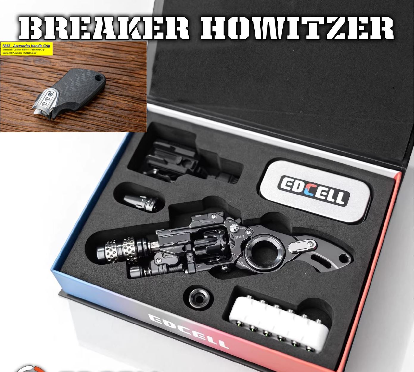 EDCELL Zirconium "Breaker Howitzer Project ver.2" Hand Push Slider EDC PPB Fidget Toys for Collection & Gift
