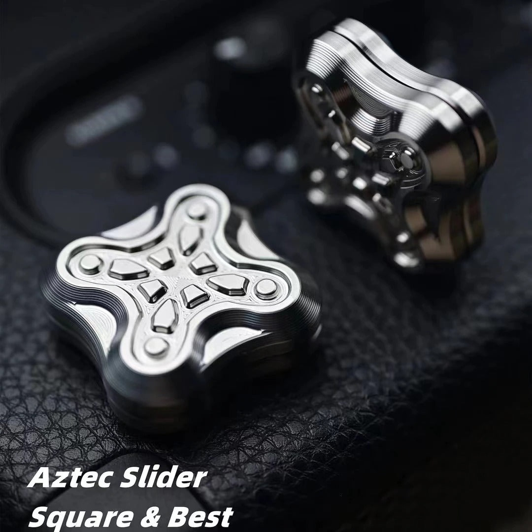 Mini Stylist Aztec Stainless Steel Square Hand Magnetic Push Slider | Aztec High Quality Metal Hand Push Slider |EDC Magnetic Hand Push Slider for Gift and Collection