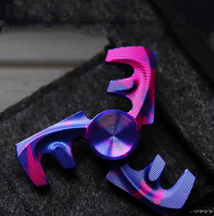 Titanium F Shape Colorful Hand Spinner | F Letter Shape Metal Hand Fidget | F Shape Starry Sky Gyro Spinner for Gift and Collection