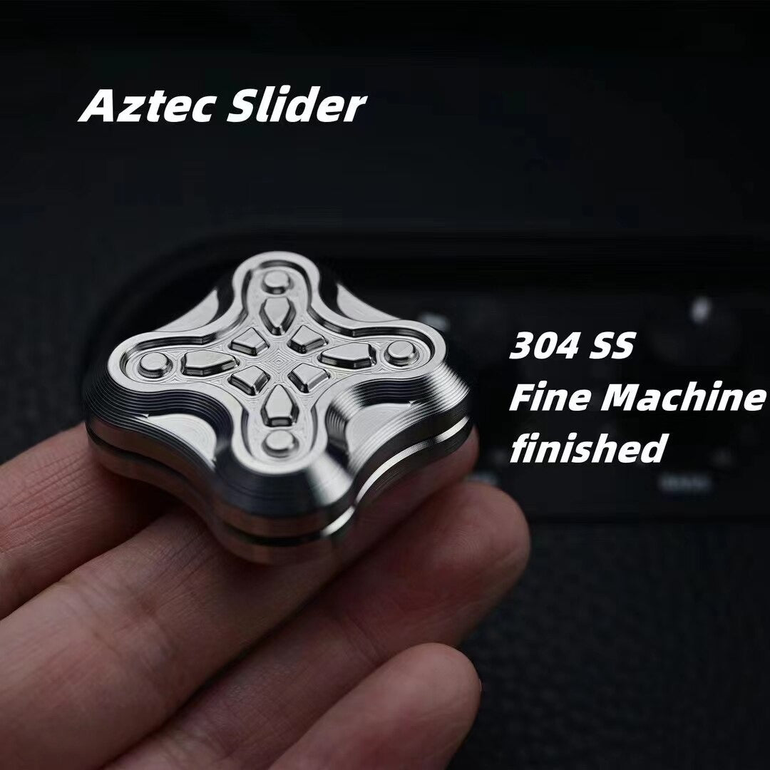 Mini Stylist Aztec Stainless Steel Square Hand Magnetic Push Slider | Aztec High Quality Metal Hand Push Slider |EDC Magnetic Hand Push Slider for Gift and Collection