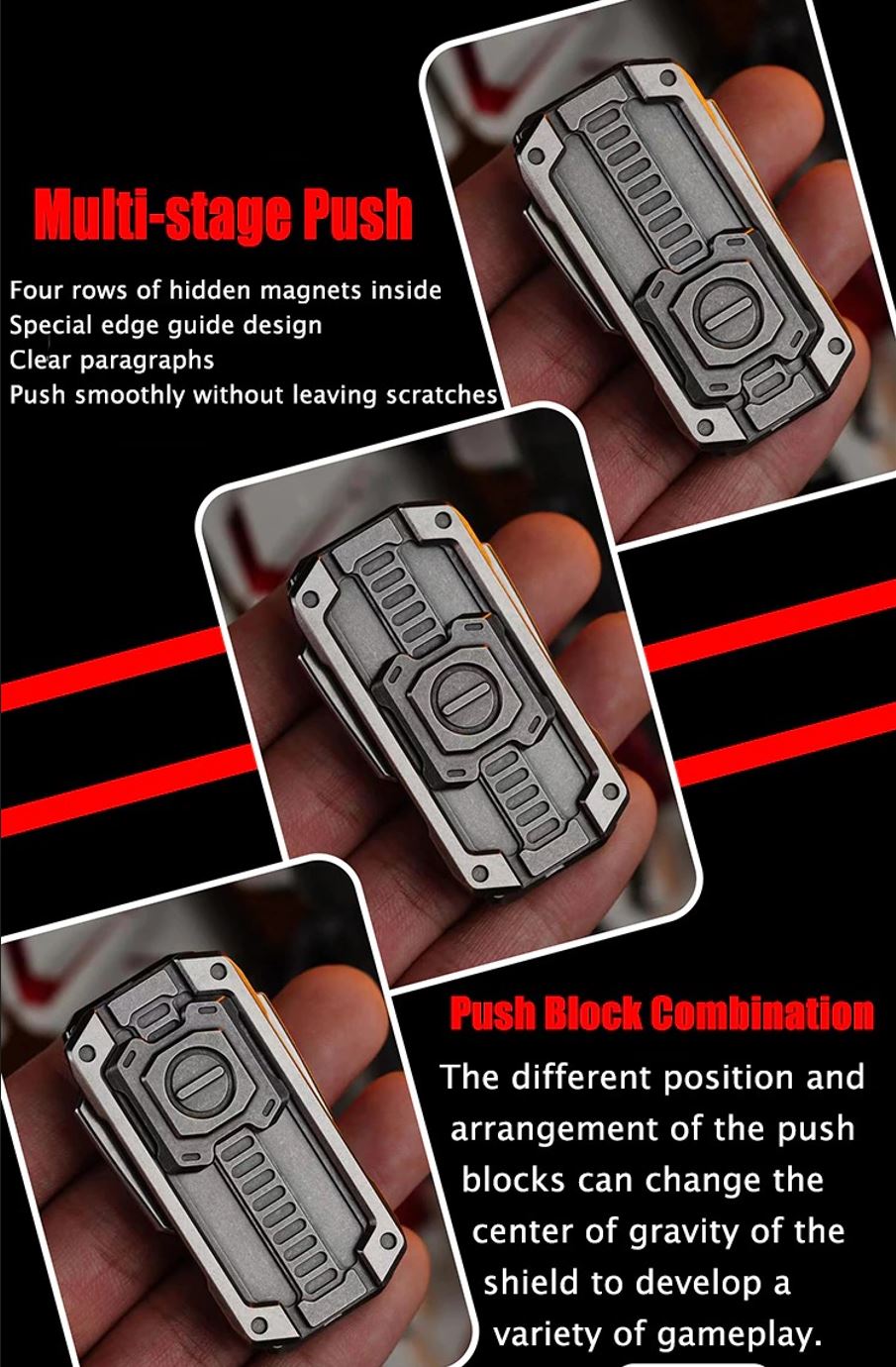 WANWU Bulletproof TITAN Shield Hand Magnetic Slider | EDC Bulletproof Titan Hand Push Slider | Wanwu Magnetic Hand Push Slider for Gift & Collection