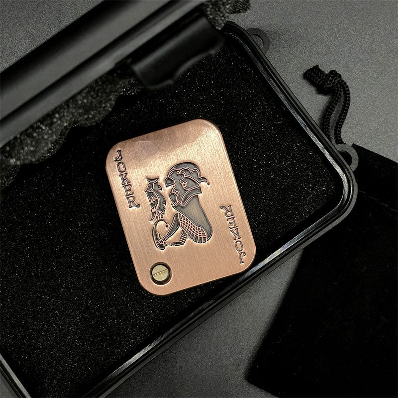 Joker/Skull Stainless Steel Shuffle Hand Push Slider | Skull EDC Poker Card Hand Slider |Joker Metal Push Slider Card for Gift & Collection