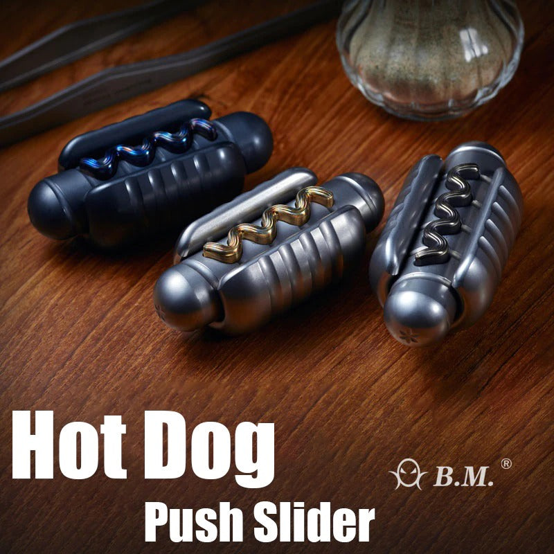 B.M Hotdog Hand Push Pull Haptic Feel Slider | B.M Hotdog EDC Hand Haptic Push Slider |B.M Metal Haptic Feel Hand Push Slider for Collection