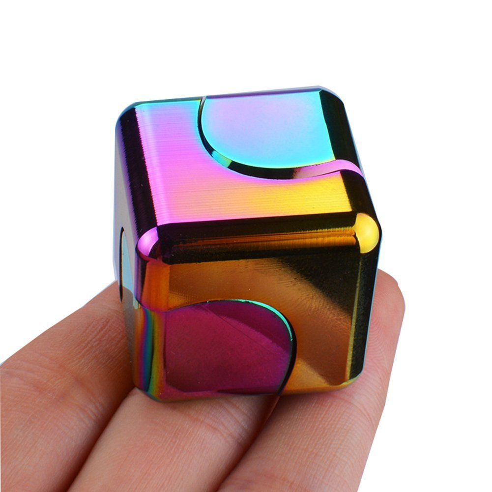 Colorful Hand Metal Cube Gyro Spinner | Aluminum Alloy Hand Cube Fidget Toys Spinner for Gift and Collection