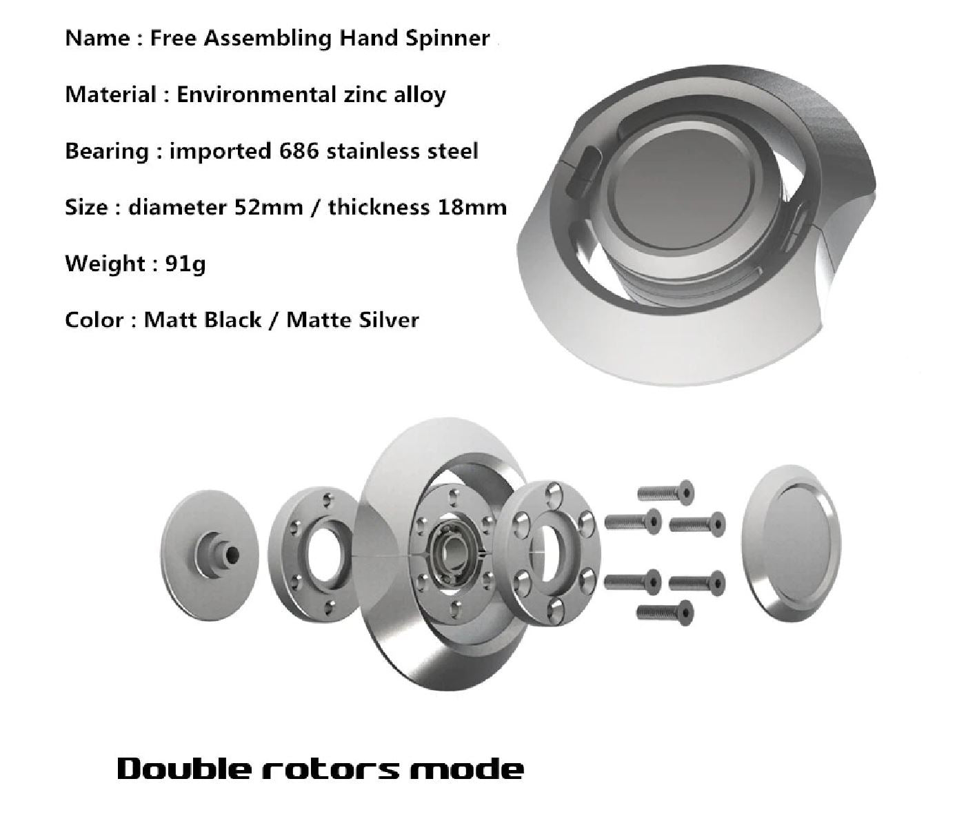 DIY Free Assembly Metal Hand Spinner | Zinc Alloy Tri-Form Spinner | Anti Stress Fidget Spinner for Gift & Collection