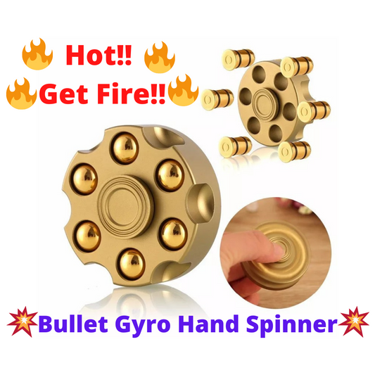 Bullet Metal Gyro Spinner | Metal Hand EDC Fidget | Revolver Shape Fingertip Gyro for Gift and Collection