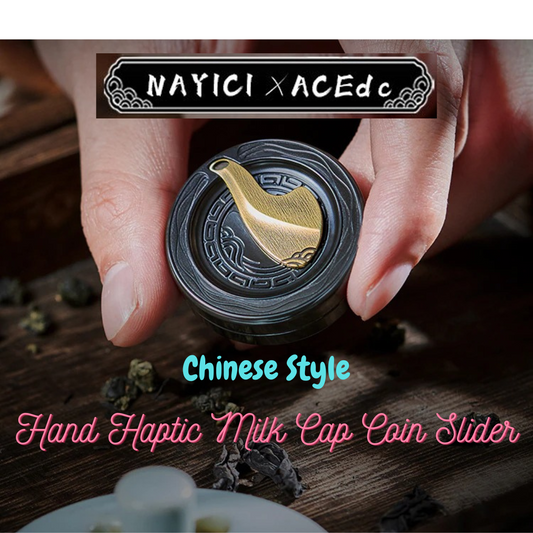 ACEdc MUYI Chinese Style Hand Haptic Coin Slider | ACEDC MUYI chopstick Teapots Coin Cap Hand Fidget Slider for Collection and Gift