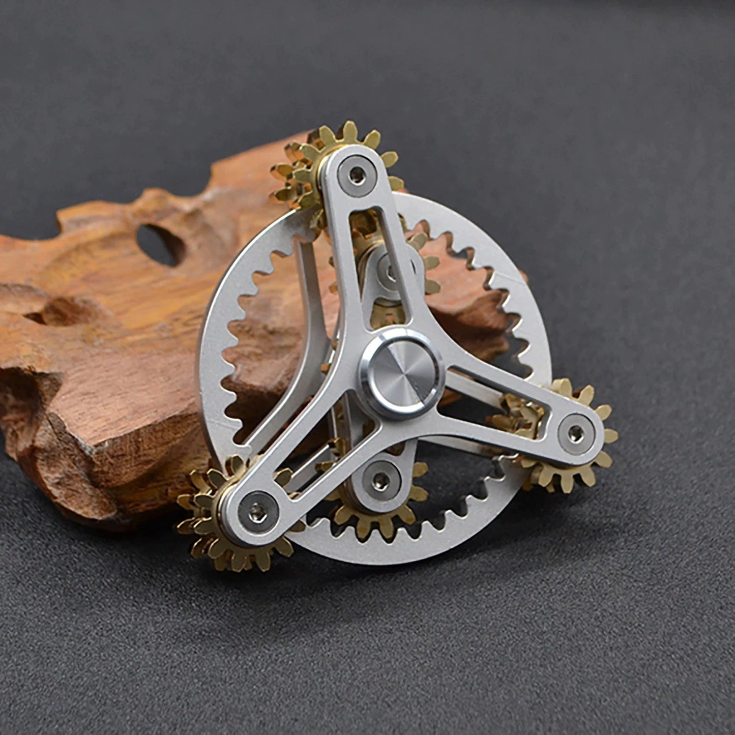 Three Gears Linkage fingertip | Metal Gyro Gear Chain Spinner | EDC Hand Gear Spinner Fidget for Gift, Fun, Stress Relief & Collection