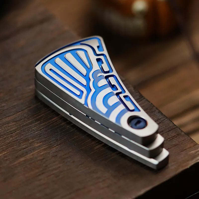 MUYI Mini Stainless Steel Four Layer Folding Hand Push Haptic Slider | Mini EDC Four Stages Fold Hand Push Slider | Metal Hand Push Slider for Gift & Collection