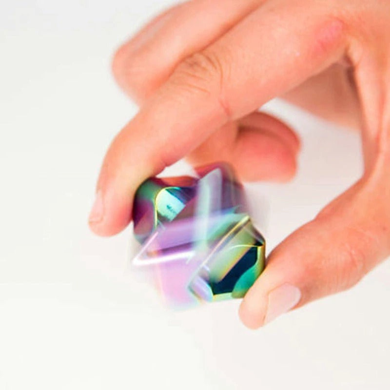 Colorful Hand Metal Cube Gyro Spinner | Aluminum Alloy Hand Cube Fidget Toys Spinner for Gift and Collection
