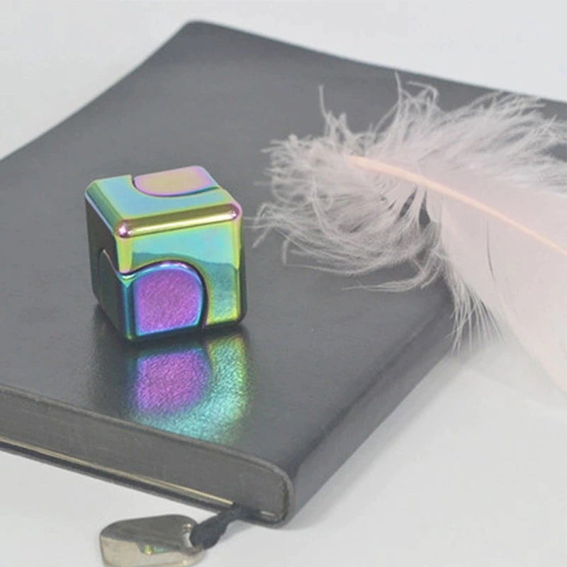 Colorful Hand Metal Cube Gyro Spinner | Aluminum Alloy Hand Cube Fidget Toys Spinner for Gift and Collection