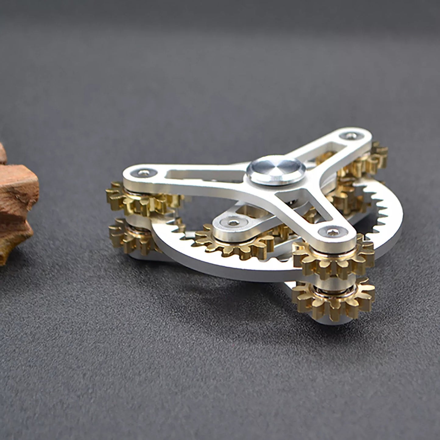 Three Gears Linkage fingertip | Metal Gyro Gear Chain Spinner | EDC Hand Gear Spinner Fidget for Gift, Fun, Stress Relief & Collection