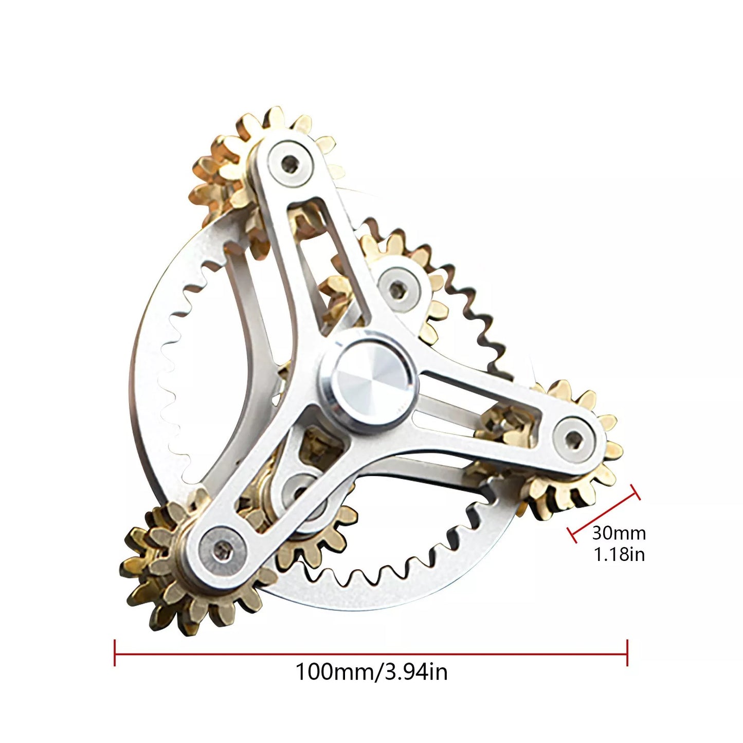 Three Gears Linkage fingertip | Metal Gyro Gear Chain Spinner | EDC Hand Gear Spinner Fidget for Gift, Fun, Stress Relief & Collection