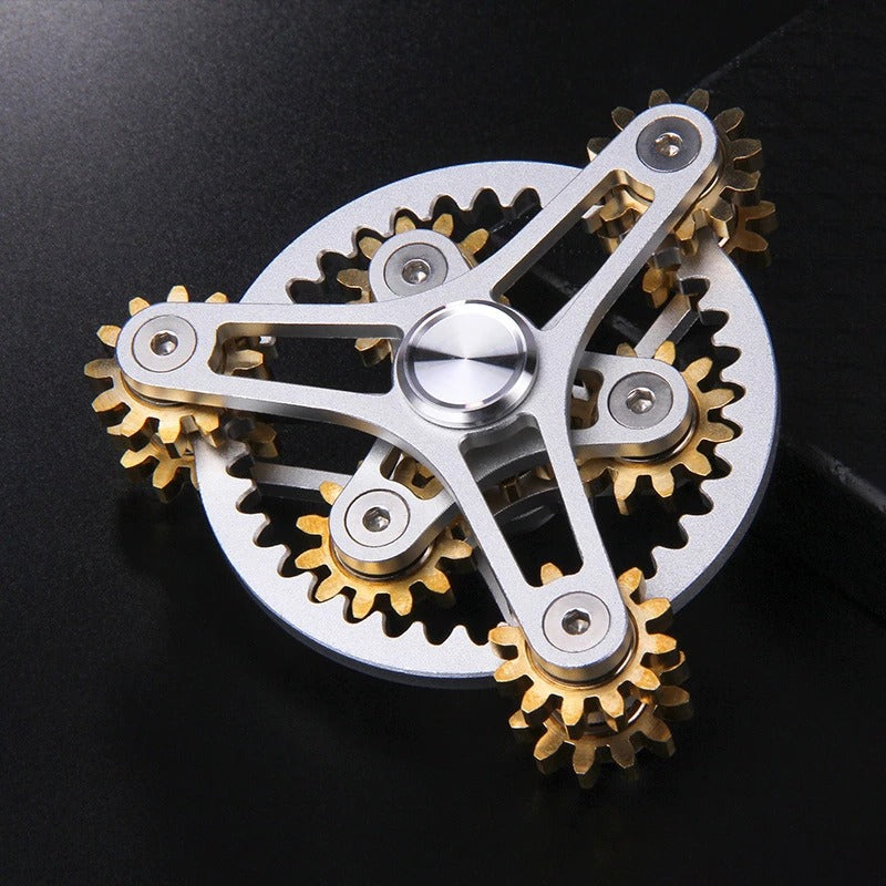 Three Gears Linkage fingertip | Metal Gyro Gear Chain Spinner | EDC Hand Gear Spinner Fidget for Gift, Fun, Stress Relief & Collection