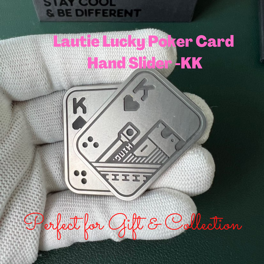 Lautie Stainless Steel Lucky Poker Card Magnetic Push Slider | Lautie EDC Poker Card AA-KK | Lautie Metal Lucky Poker Slider Card for Collection & Gift