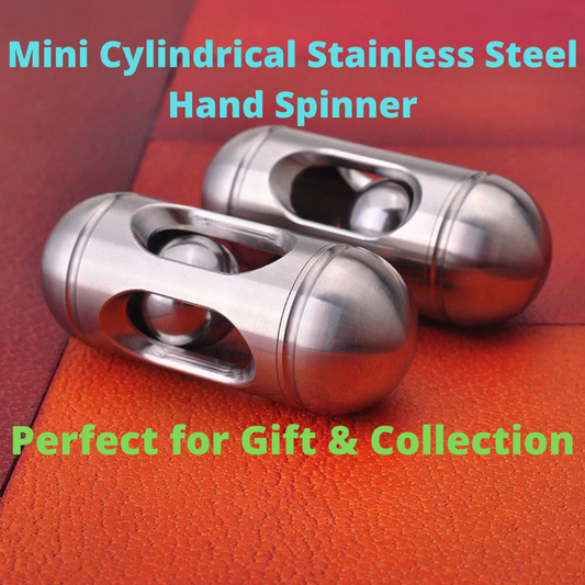 Mini Cylindrical Stainless Steel Hand Spinner | Metal Small Anti Stress Hand Fidget Spinner | EDC Metal Hand Fidget for Gift and Collection