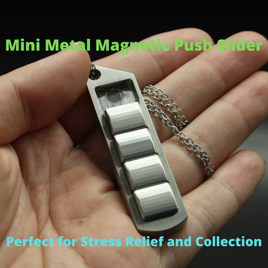 Mini Stainless Steel Pea Pod Push Haptic Slider | Mini EDC Push Pull Haptic Feel PPB |Metal Push Pull Haptic Sound Slider for Collection & Gift