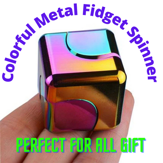 Colorful Hand Metal Cube Gyro Spinner | Aluminum Alloy Hand Cube Fidget Toys Spinner for Gift and Collection