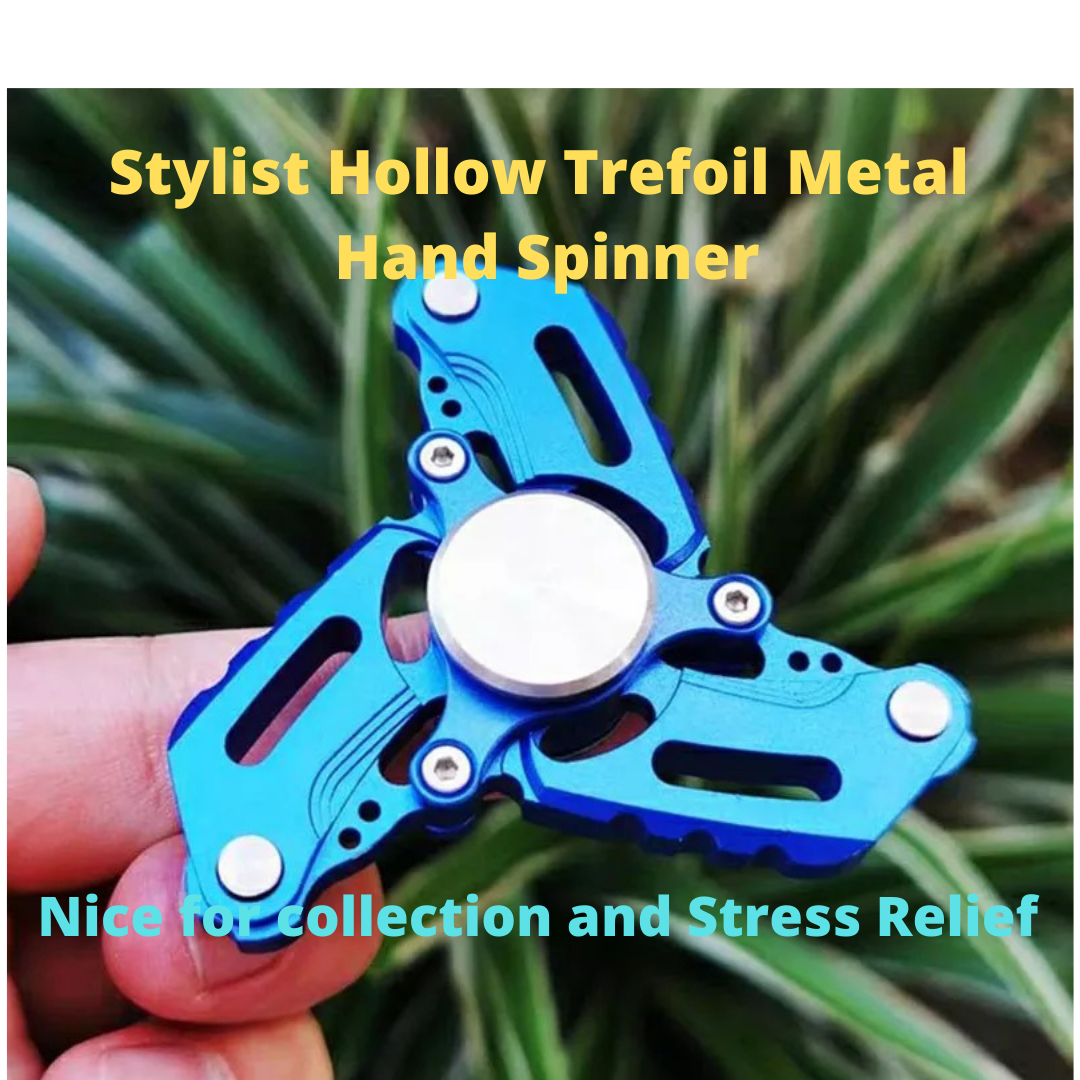 Stylist Three Leaf Hollow Hand Spinner Stainless | Three Leaf Metal Fidget Spinner | Mini Alloy Dynamics Gyro EDC for Collection and Gift