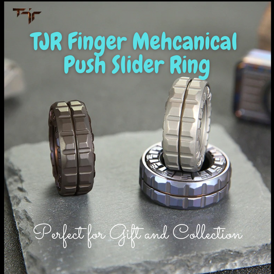 TJR Finger Mechanical Stainless Steel Ring Hand Push Slider | TJR Mechanical Metal Finger Haptic Ring Spinner for Gift and Collection